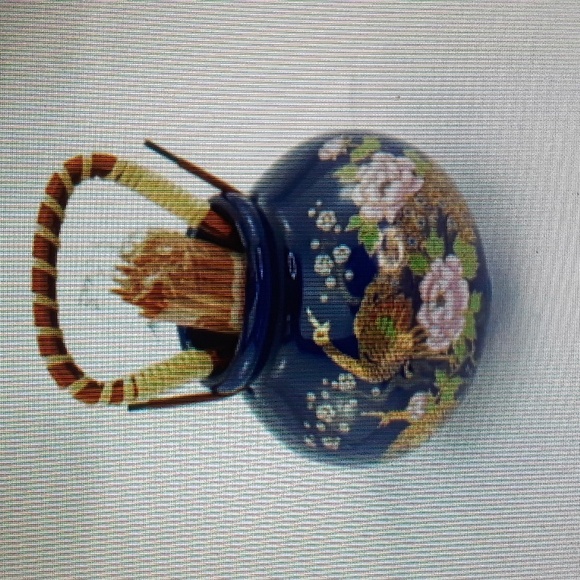 Vintage Porcelain Toothpick Holder Made in Japan Bamboo Handle. - Picture 2 of 6